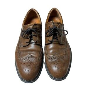 Ecco Shoes Mens 44 Brown Leather Wingtip Oxford Lace Up